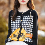 Women's Silk Print Wool Cardigan