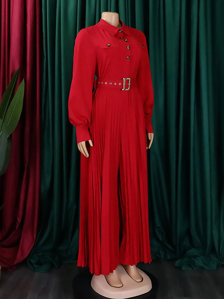 MaxiFit™ – Belted Button Maxi Office Jumpsuit (Work Chic, Waist-Defining & Longline)