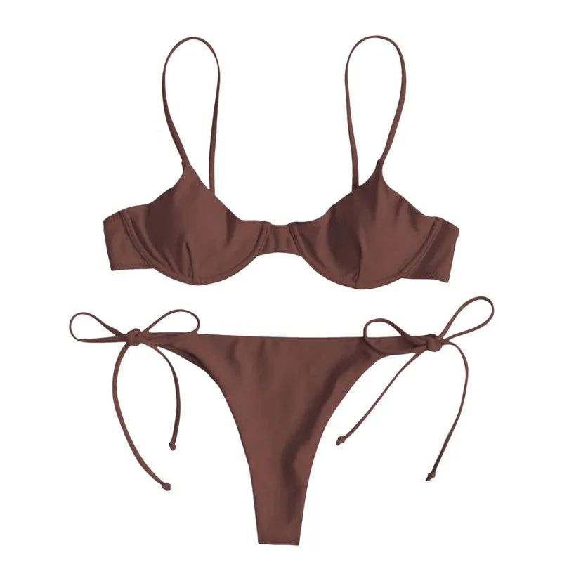 Split V-Neck Bikini Set