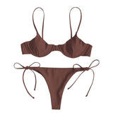 Split V-Neck Bikini Set