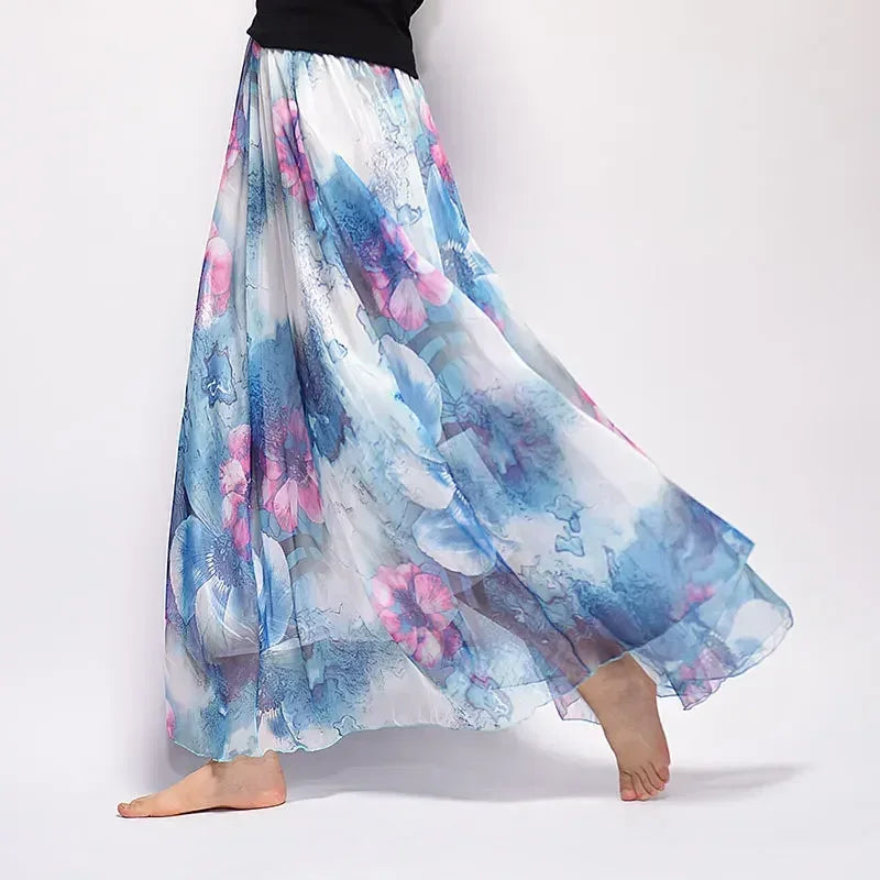 Women Boho Chiffon Long Skirt