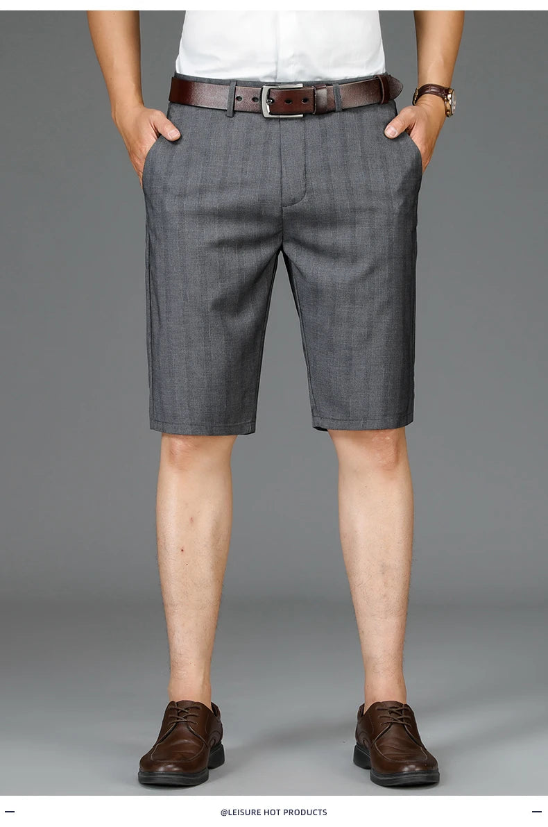 Men Striped Business Shorts
