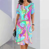 Striped Printed Elegant Casual Short Sleeve Dresses