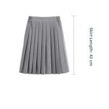 Women Pleated Midi College Skirt