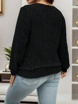 Women Plus Size Ribbed Sweatshirt Casual Long Sleeve