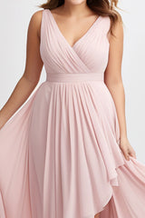 Women Pink Chiffon Wrap Dress