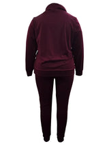 Women Plus Size Striped Sweatsuit