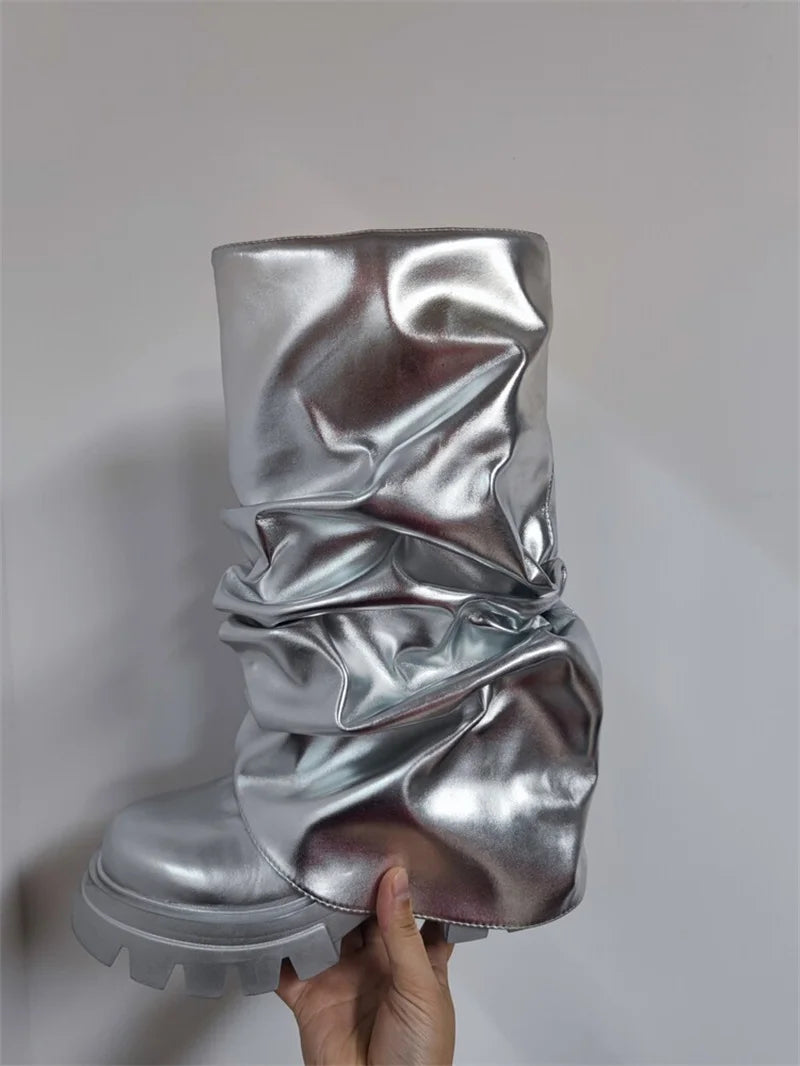 Women Mid Calf Boots Plush Lined Winter Shoes