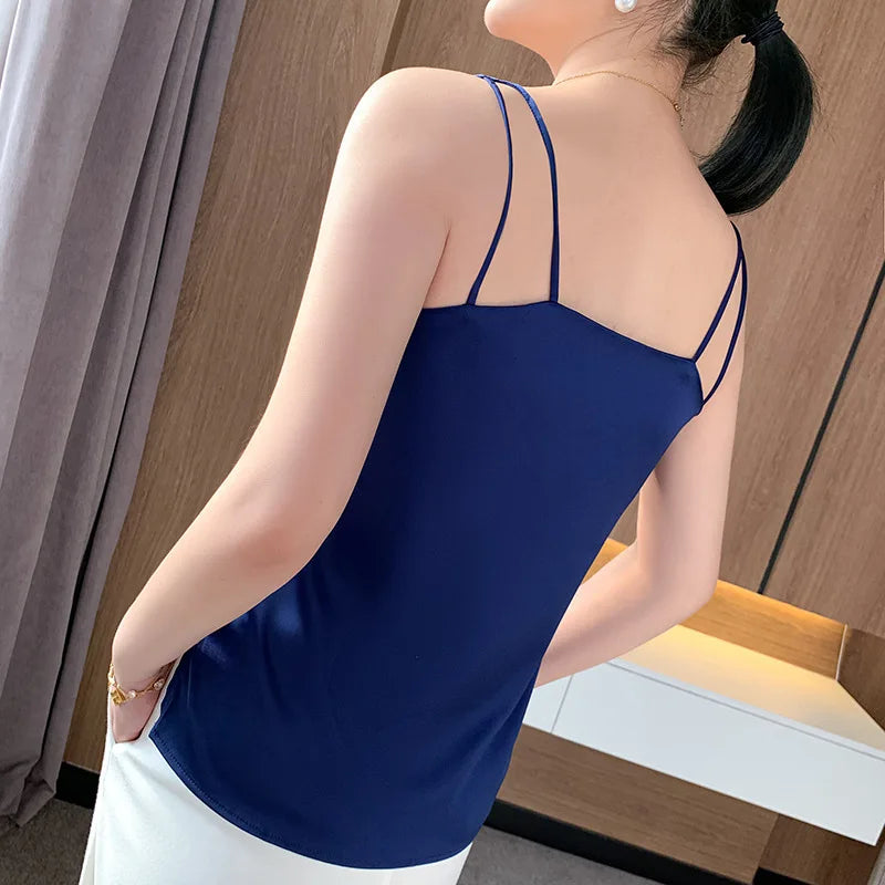 Korean Style V-Neck Solid Tank Top