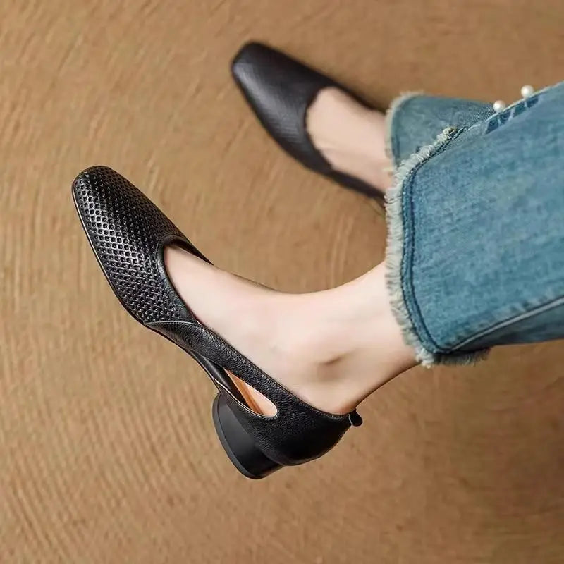 Perforated Pointed Toe Pumps – Breathable & Stylish 2025