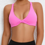 Women Twist Front Cross Back Sports Bra