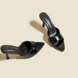 Slim Heel Pointed Toe Patent Slippers – 2025