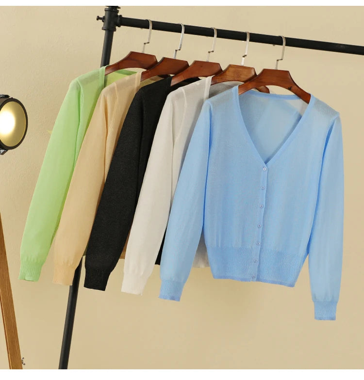 Korean V-Neck Cropped Cardigan Women's Sweater