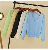 Korean V-Neck Cropped Cardigan Women's Sweater