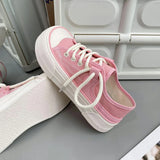 Women Canvas Sneakers Non Slip Lace Up Flats