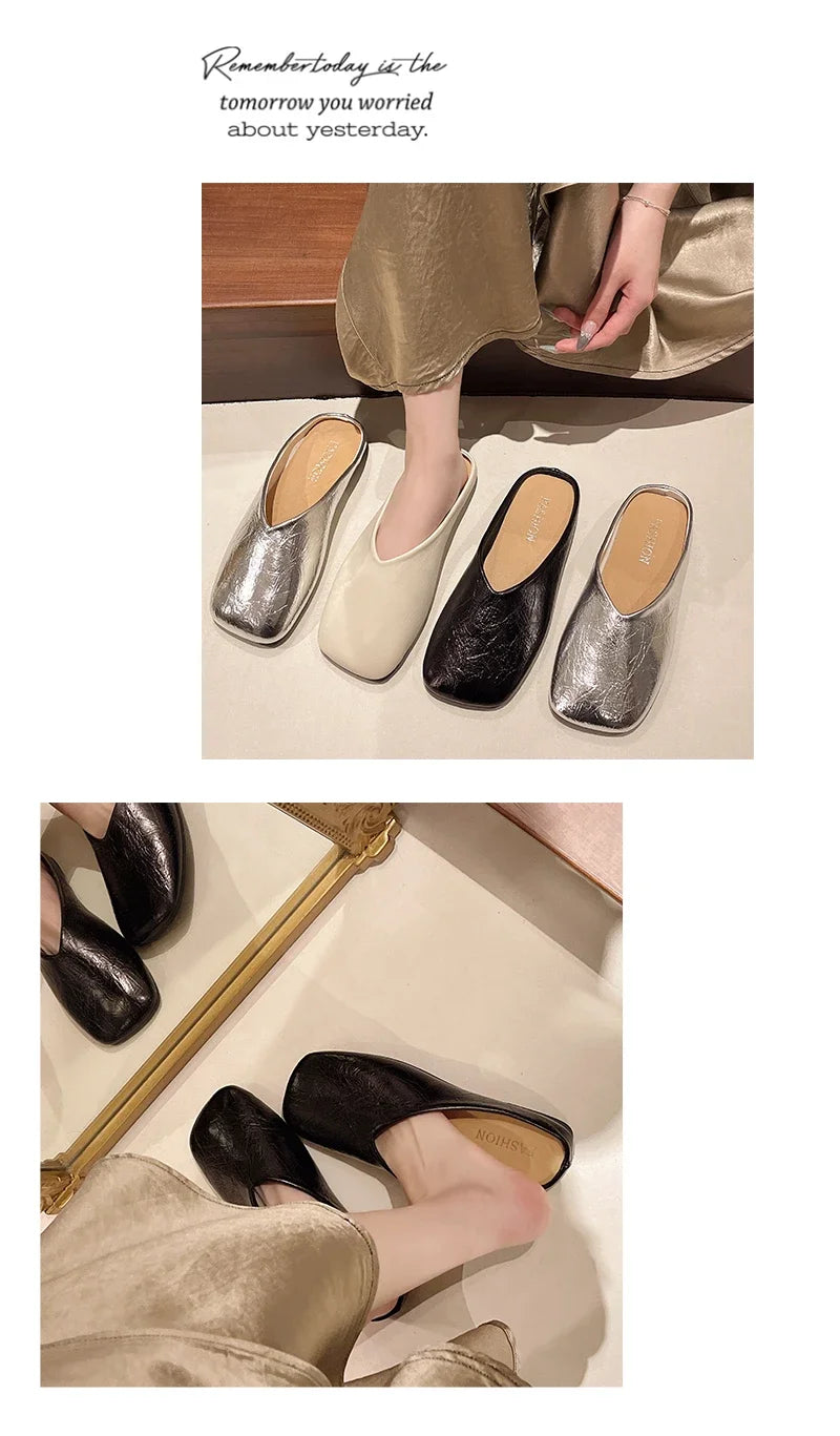 Women Mules Closed Toe Flat Slides