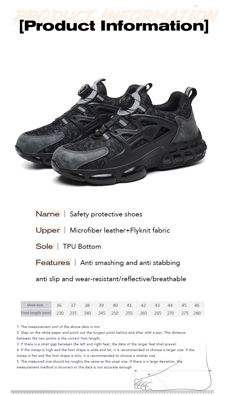 Women Safety Shoes Reflective Steel Toe Sneakers