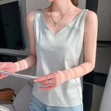 Korean Style V-Neck Solid Tank Top
