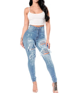 Women Ripped High Waist Jeans