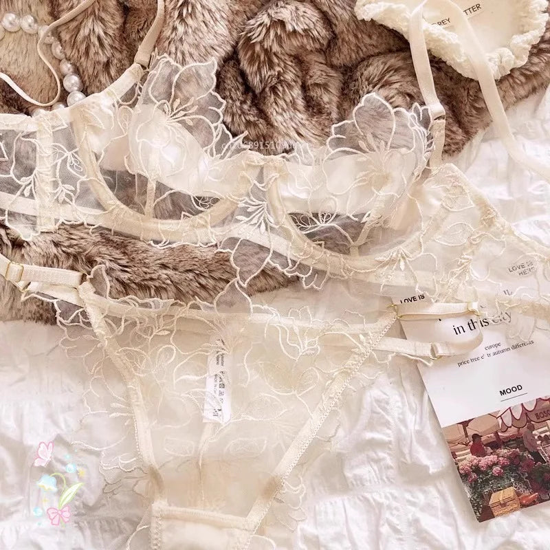 Women Embroidered Lingerie Set