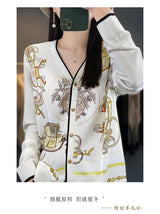 Women's Printed Stitching Wool Cardigan