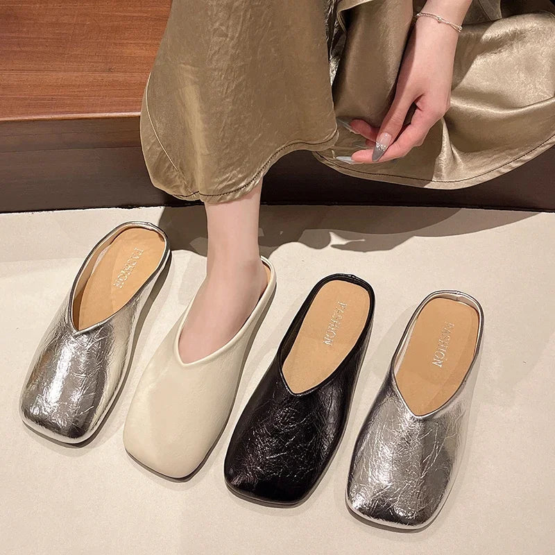 Women Mules Closed Toe Flat Slides