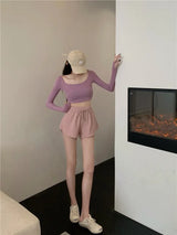 Women Loose Wide Leg Sports Shorts