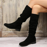 Women Mid Calf Boots Chelsea Lace Up Shoes