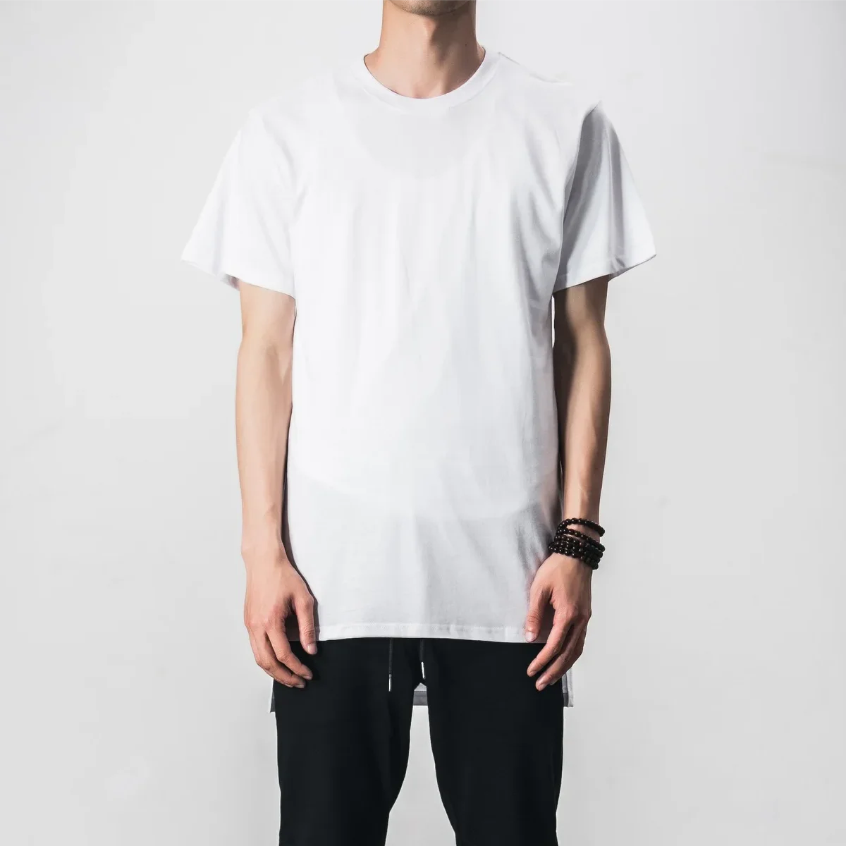 Men Long Hem Streetwear Tee