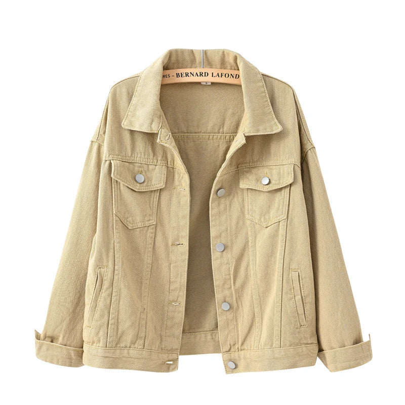 Women’s Pure Color Lapel Denim Jacket