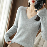 Women's V-Neck Knitted Pullover Sweater