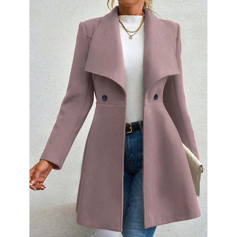 Women Button Lapel Work Coat