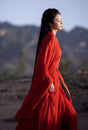 Women’s Hanfu red dress, traditional Chinese cosplay costume, perfect for summer events and Halloween.