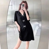 Women Oversized Pajama Dress Short Sleeve Loungewear
