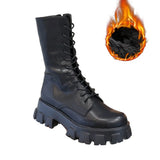 Women Mid Calf Boots Chelsea Lace Up Style