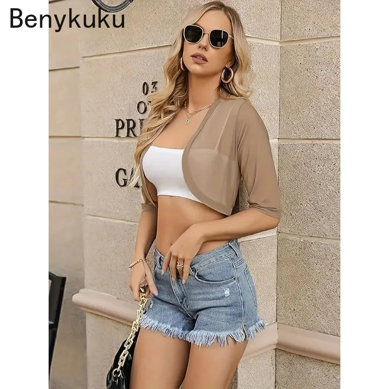 Vintage Mesh Bolero Shrug Cropped Jacket