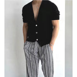 Men Short Sleeve Cardigan Knit
