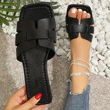 Women Slide Sandals Square Open Toe Flats