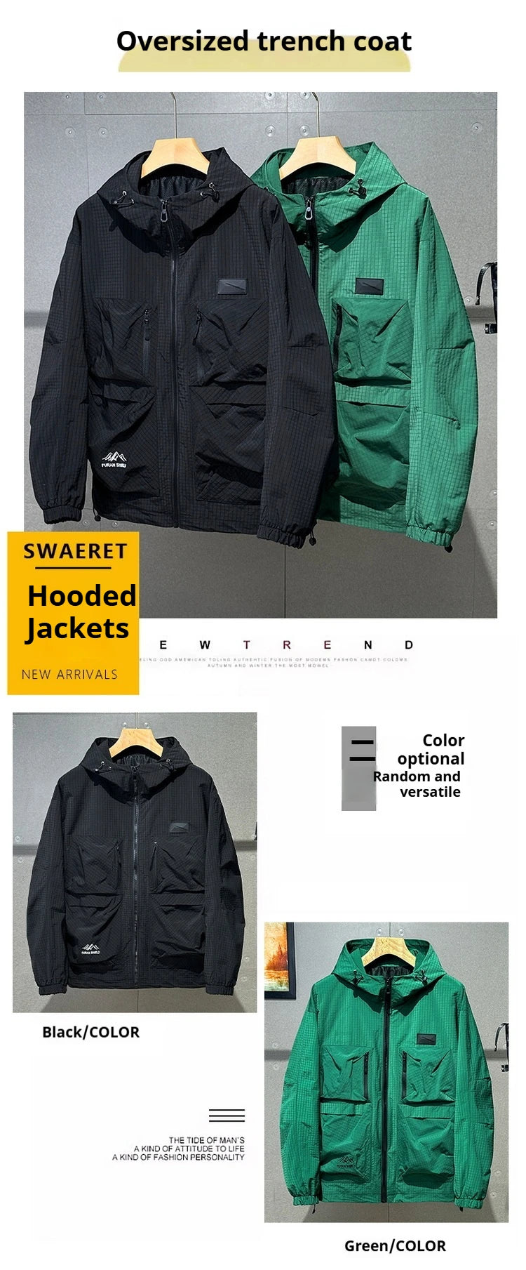 Men's Plus Size Workwear Jacket with Hood