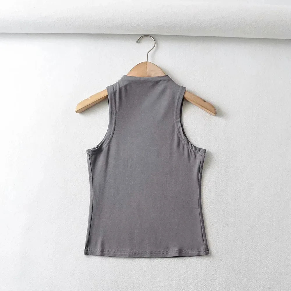 Solid Color Sleeveless Crop Tank Top