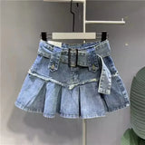 Women Cross Patch Denim Skirt Set