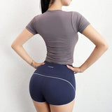 Women Compression T-Shirt Seamless Short Sleeve Gym Top