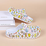 Women Cartoon Print Mule Clogs – Adjustable Buckle Beach Slippers