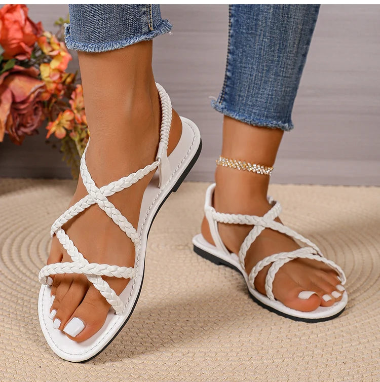 Women Elegant Flat Sandals Summer Footwear