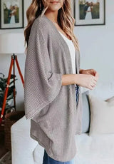 Women Oversized Waffle Knit Cardigan