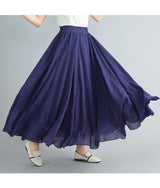 Women Cotton Linen Maxi Skirt