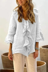 Women Ruffle Button Knit Cardigan