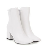 Women Side Zipper Mid-Heel Ankle Boots – Winter Casual Shoes
