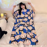 Women Cartoon Print Long Nightgown