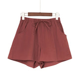 Women Cotton Linen High Waist Shorts